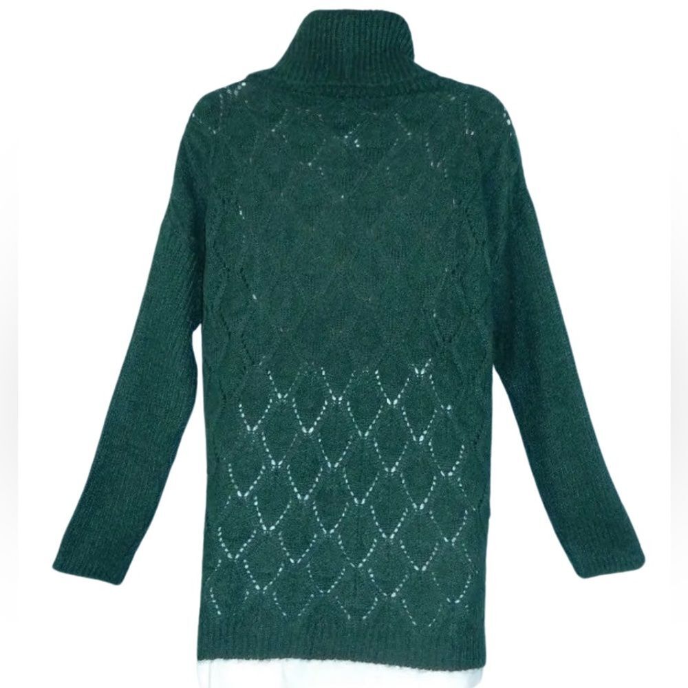 NWOT Elsamanda Green Mohair Cowl Neck Oversized Sweater. Made in Italy. Medium - Picture 3 of 11